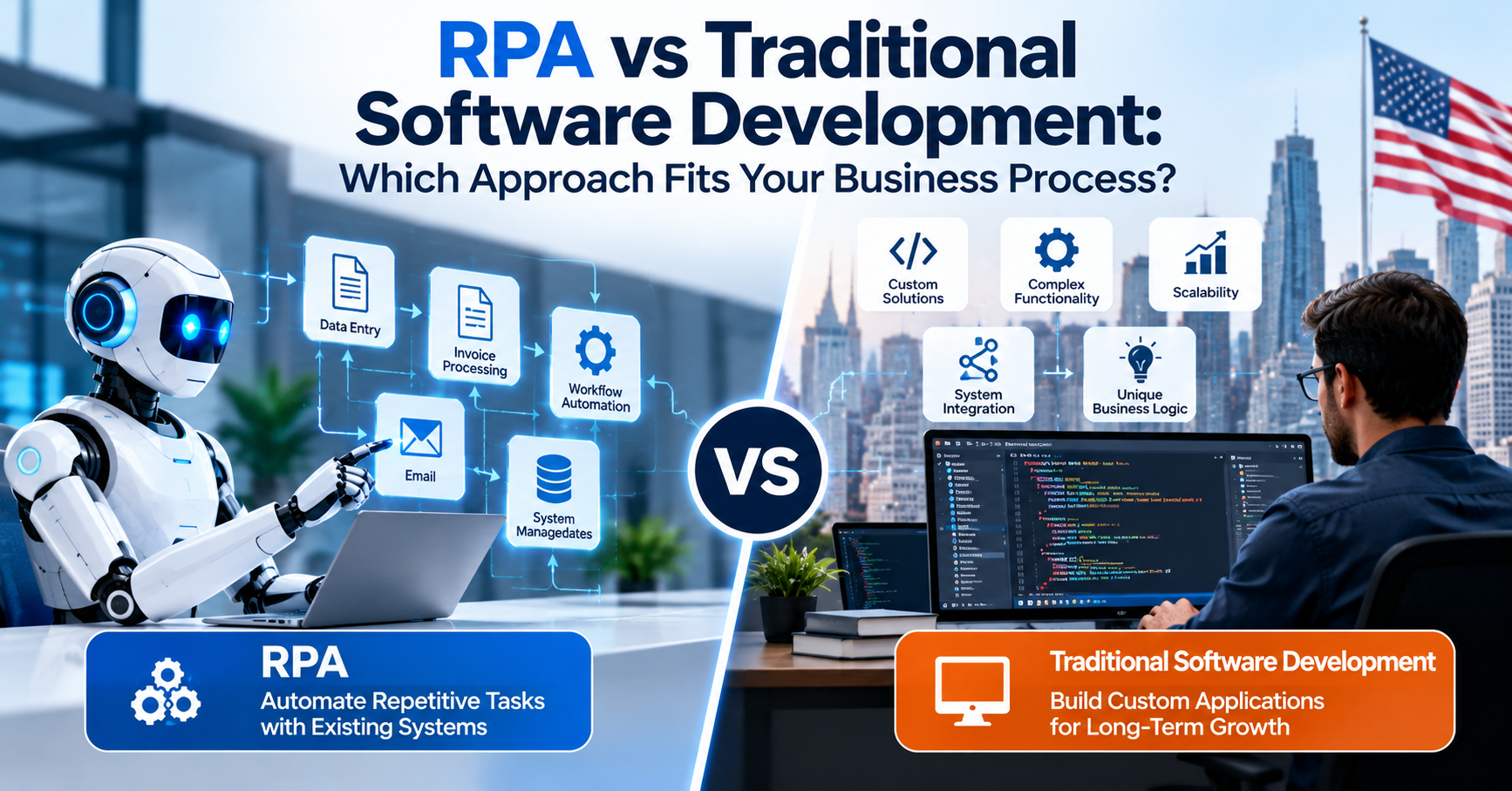 RPA vs traditional software development for business automation